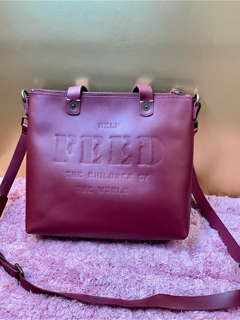 FEED Embossed Crossbody Bag, Deep Glacé Cherry Medium Bag